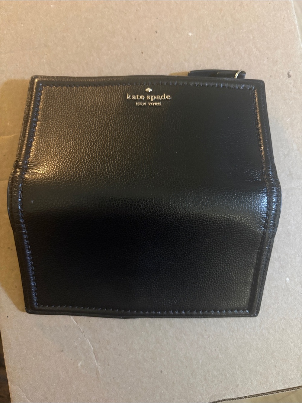 kate spade Black Leather Zip Card Holder with Gold Logo - Picture 5 of 7